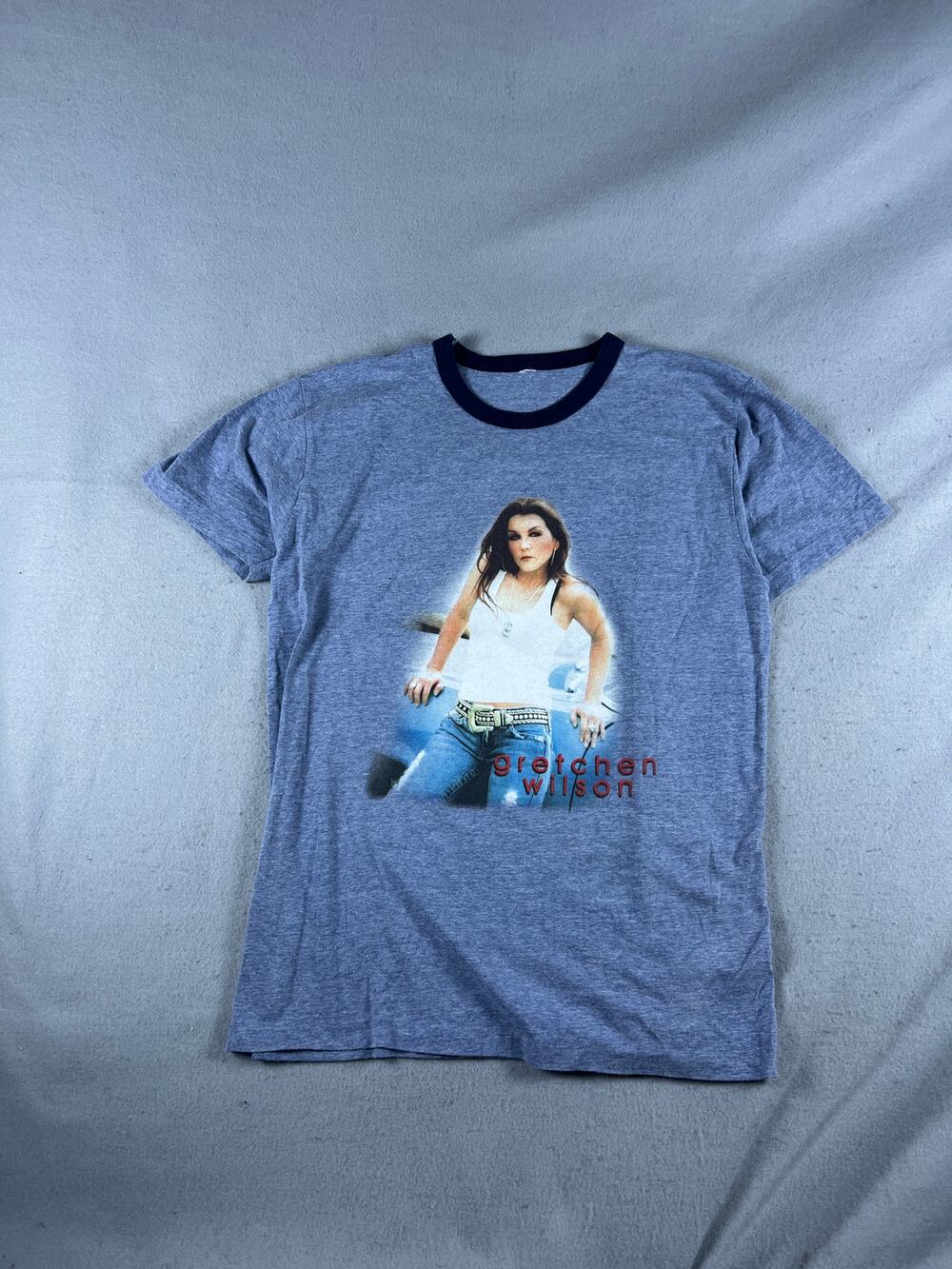 Gretchen Wilson T-Shirt Mens M Blue Country Music Arist Graphics Ringer Tee